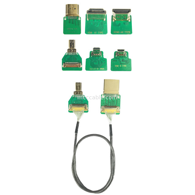 MIPI Connector Adapters ROHS HDMI-D Adapter Micro Elbow Head HDMI-D ไปยัง 20454-220-02 20455 20453