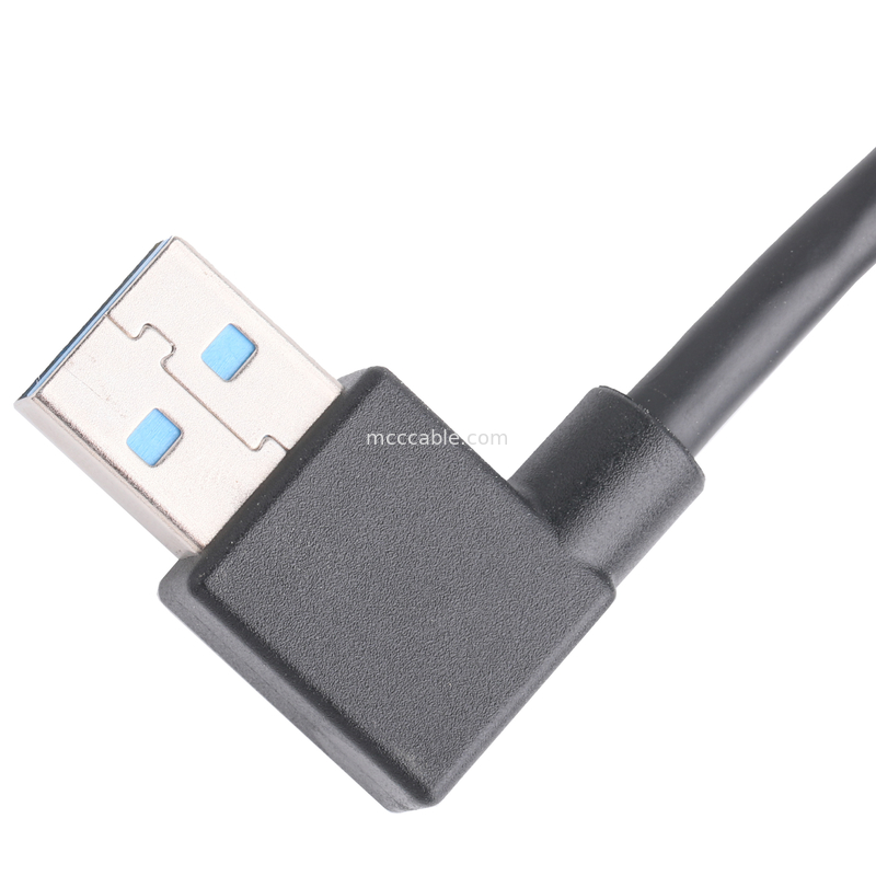 สีดํา Usb3 0 สายเคเบิล Am 90 องศาบิดข้างเพื่อ Af ครึ่งแพ็คชนิดสกรูทรงการพิมพ์ภายนอก