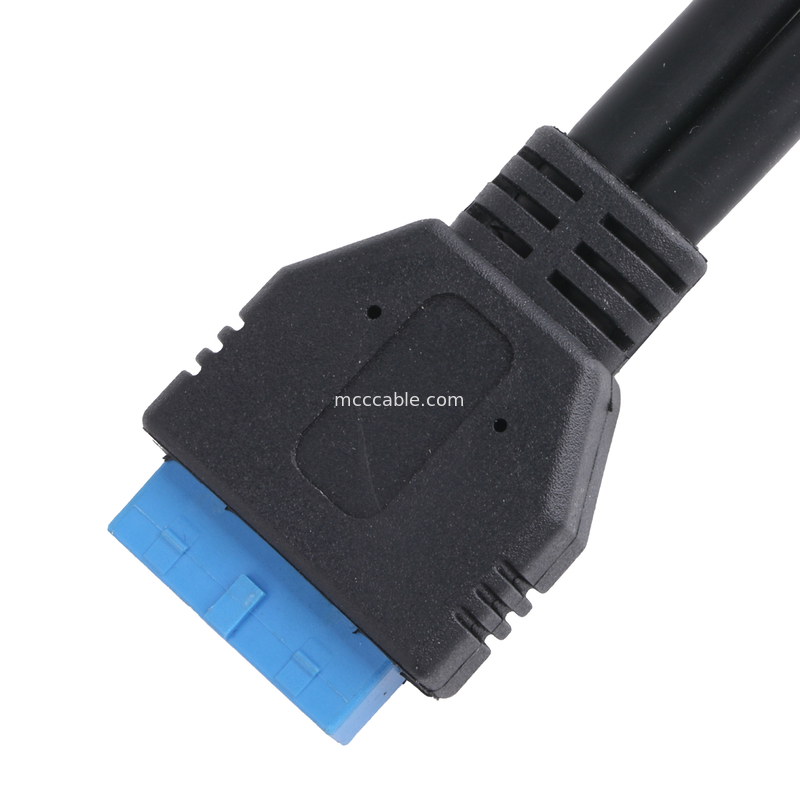 USB 3.0 แผนผังหน้า Motherboard 19/20 Pin Cable To USB ผู้หญิง Splitter Adapter เครื่องเชื่อมต่อขยาย