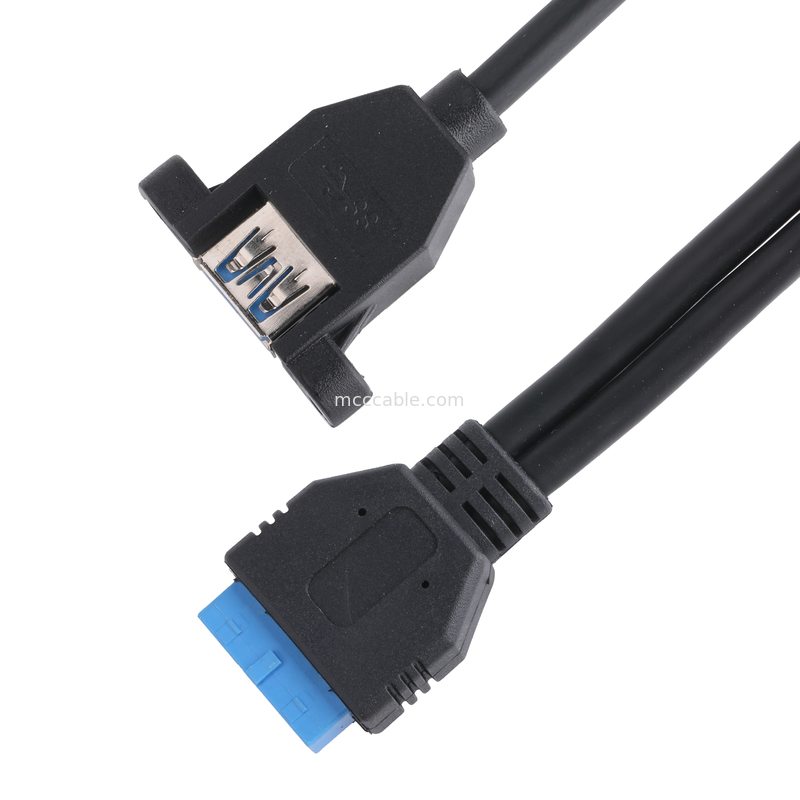 USB 3.0 แผนผังหน้า Motherboard 19/20 Pin Cable To USB ผู้หญิง Splitter Adapter เครื่องเชื่อมต่อขยาย