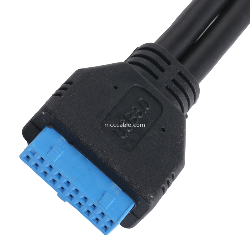 USB 3.0 แผนผังหน้า Motherboard 19/20 Pin Cable To USB ผู้หญิง Splitter Adapter เครื่องเชื่อมต่อขยาย