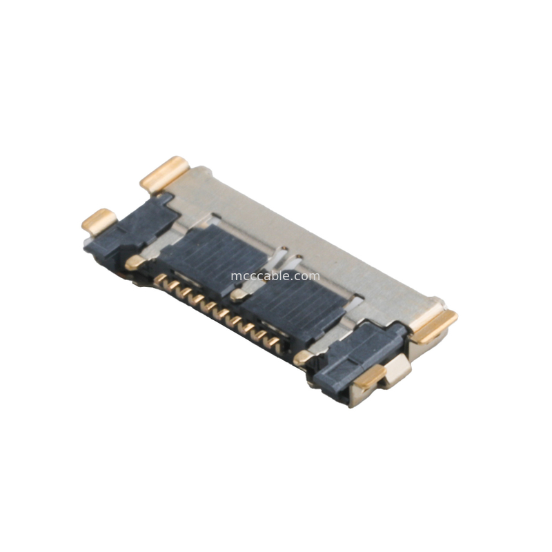 20633 ซีรีส์ 20Gbps/ Lane 20525-210E-02 เครื่องเชื่อม Micro Coaxial Connector 0.4mm Pitch Plate ติดท้ายที่นั่ง