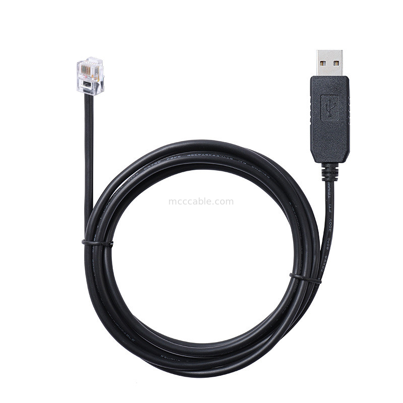 USB-A ไปยัง RS232 RJ12 สายเคเบิลลําดับ 6P6C รองรับกับ RS232 การสื่อสาร การตั้งค่าสายแก้ไขปัญหา