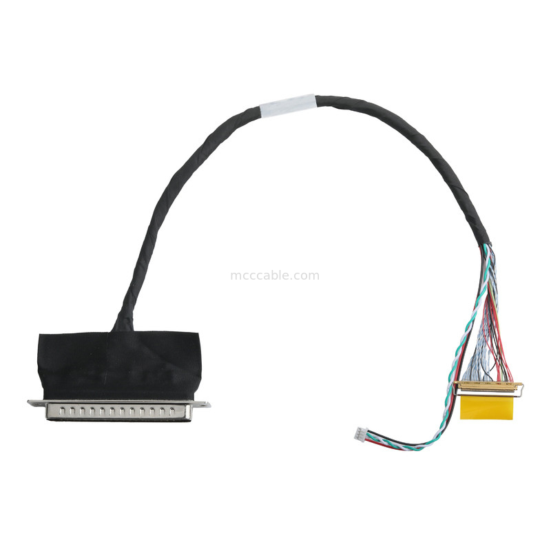 การประกอบเคเบิล LVDS D-SUB ชายไปยัง Molex 51021-0400 และ 20453-240T-01 เครื่องเชื่อมสาย