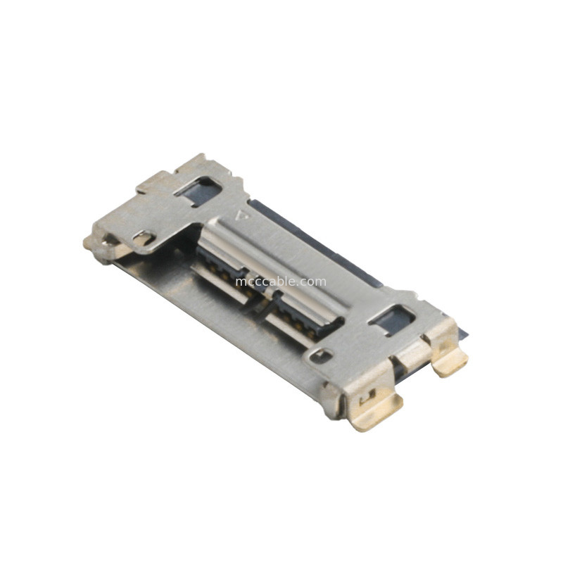 20633 ซีรีส์ 20Gbps/ Lane 20525-210E-02 เครื่องเชื่อม Micro Coaxial Connector 0.4mm Pitch Plate ติดท้ายที่นั่ง