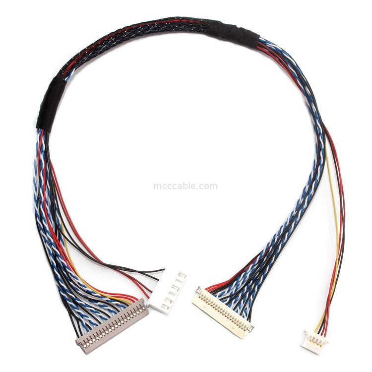 30 Pin LVDS Cable Assembly 1.0mm 1.25mm Contact Pitch Df19 ถึง Df14.5