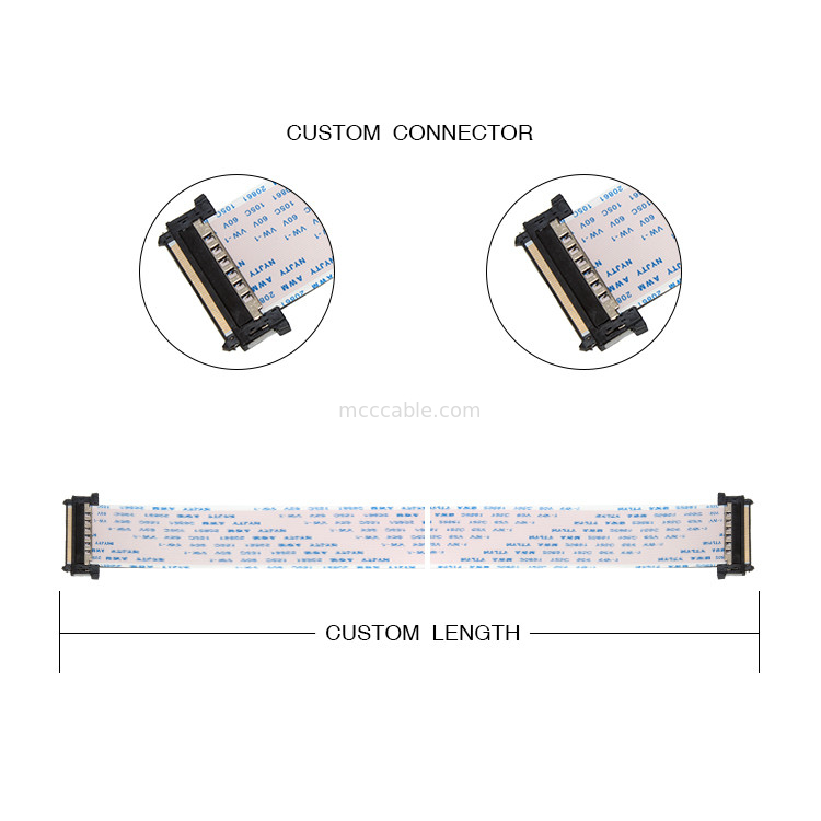 16 Pin FFC FPC Cable 0.5 Pitch A Type 20628 80C 60V VW 1 lvds ขั้วต่อจอแสดงผล