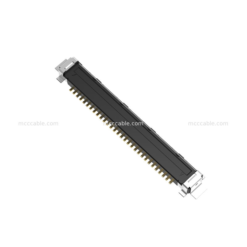 20437-030T-01 ประเภทการจับคู่แบบแนวราบ เครื่องเชื่อมต่อแบบไมโครโคอาเซียลที่มีล็อคทางกล 30Pin 40P 50P 0.4 มม