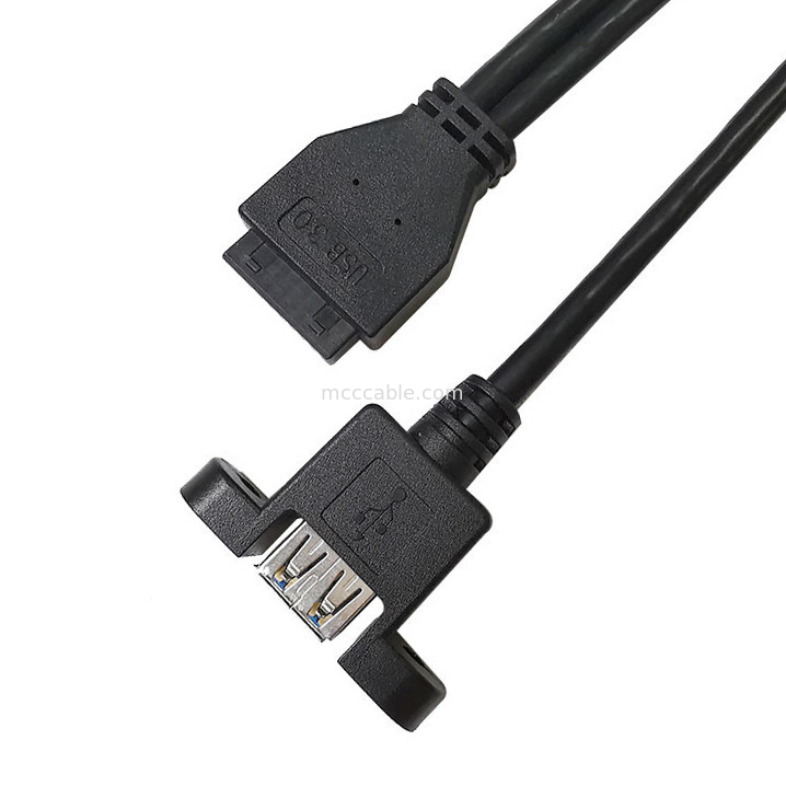 USB 3.0 Panel Mount A x2 ถึง 20 Pin Header Motherboard Custom Wire Harness