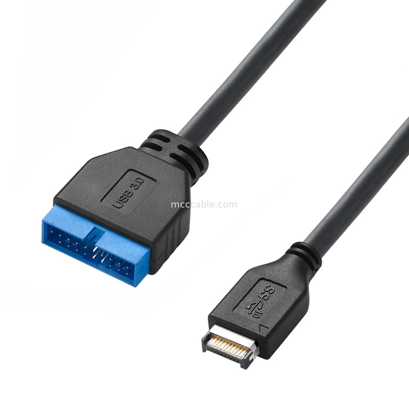 สายไฟฟ้า Motherboard ของคอมพิวเตอร์ USB 3.1 Type-E เพศชายไปยัง IDC20P เพศชาย สายปรับตัว 20-pin สายขยาย