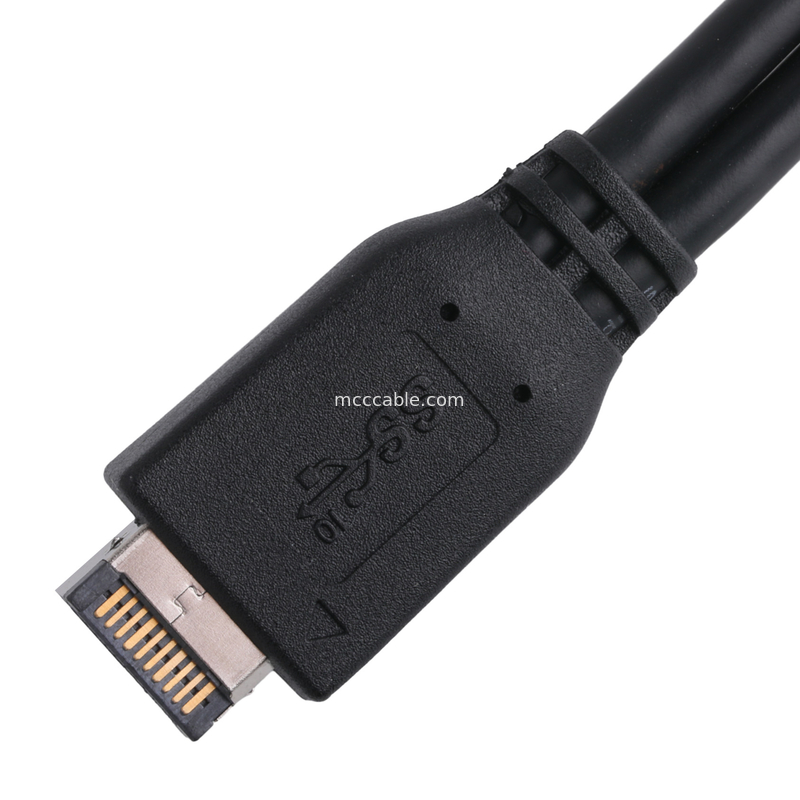 สายไฟฟ้า Motherboard ของคอมพิวเตอร์ USB 3.1 Type-E เพศชายไปยัง IDC20P เพศชาย สายปรับตัว 20-pin สายขยาย