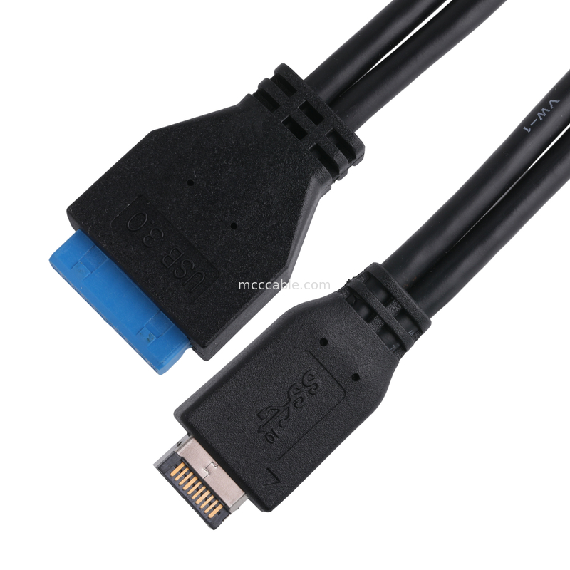 สายไฟฟ้า Motherboard ของคอมพิวเตอร์ USB 3.1 Type-E เพศชายไปยัง IDC20P เพศชาย สายปรับตัว 20-pin สายขยาย