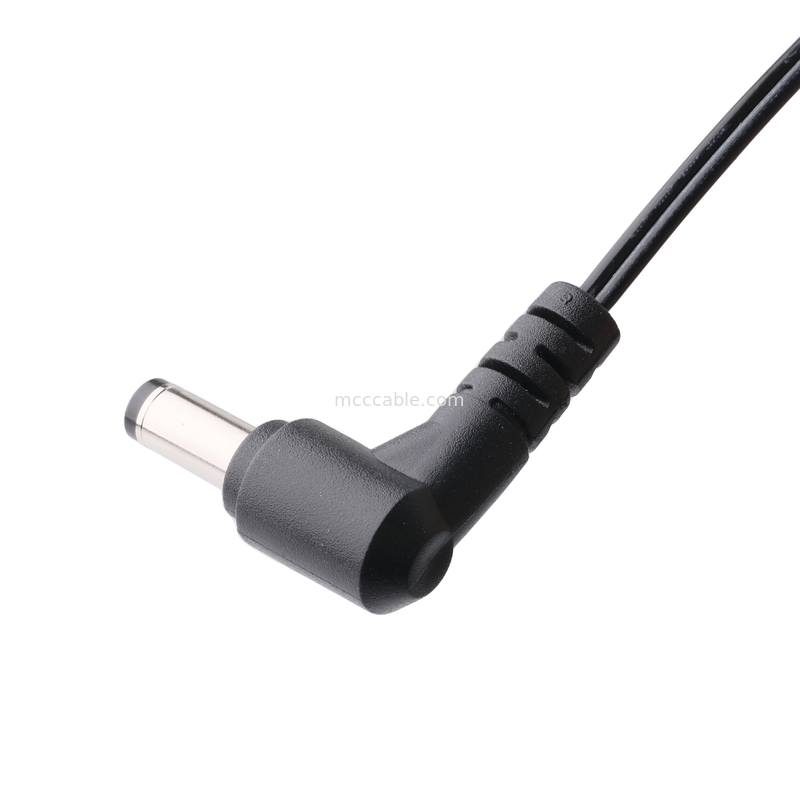 DC Plug 2.1*5.5mm แบบผสมผสาน PVC ลักษณะการพิมพ์มุม 90 ไปยัง White Housing 2P MOLEX F