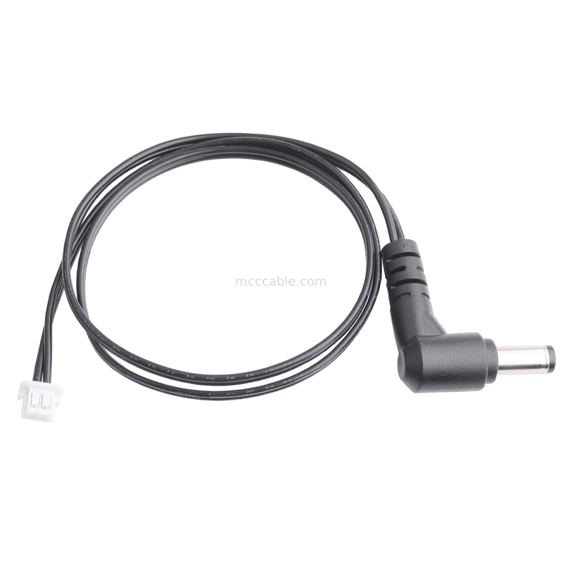 DC Plug 2.1*5.5mm แบบผสมผสาน PVC ลักษณะการพิมพ์มุม 90 ไปยัง White Housing 2P MOLEX F