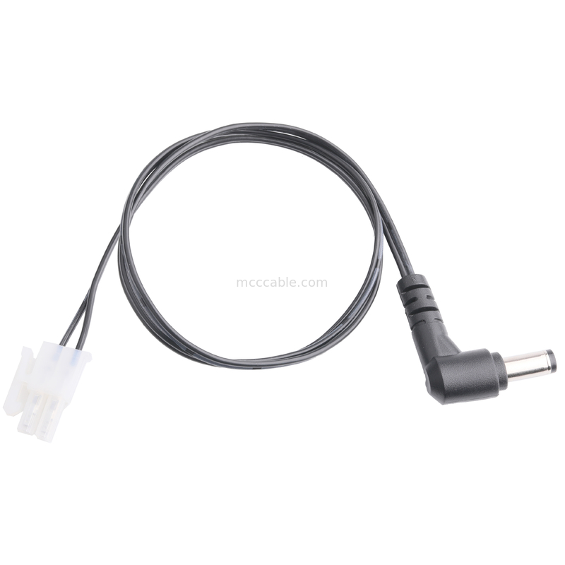 DC Plug 2.1*5.5mm แบบ Solder PVC ลักษณะการพิมพ์มุม 90 ถึง MOLEX 39012020 PITCH 4.2mm 1*2P Housing