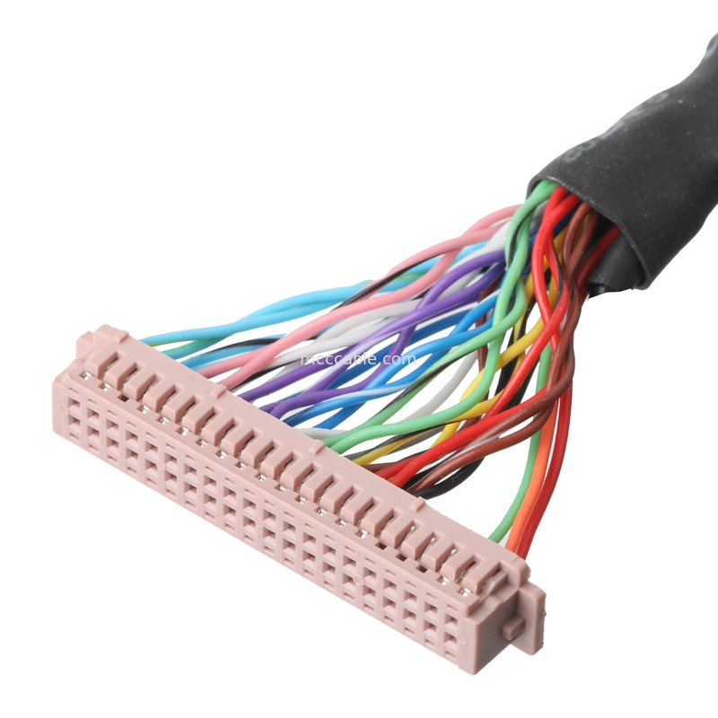การประกอบเคเบิล Lvds  DF13-40Pin Pitch 1.25mm ถึง HD-SUB 26P FEMALE SLODER UL 1007 20AWG CABLE OEM / ODM