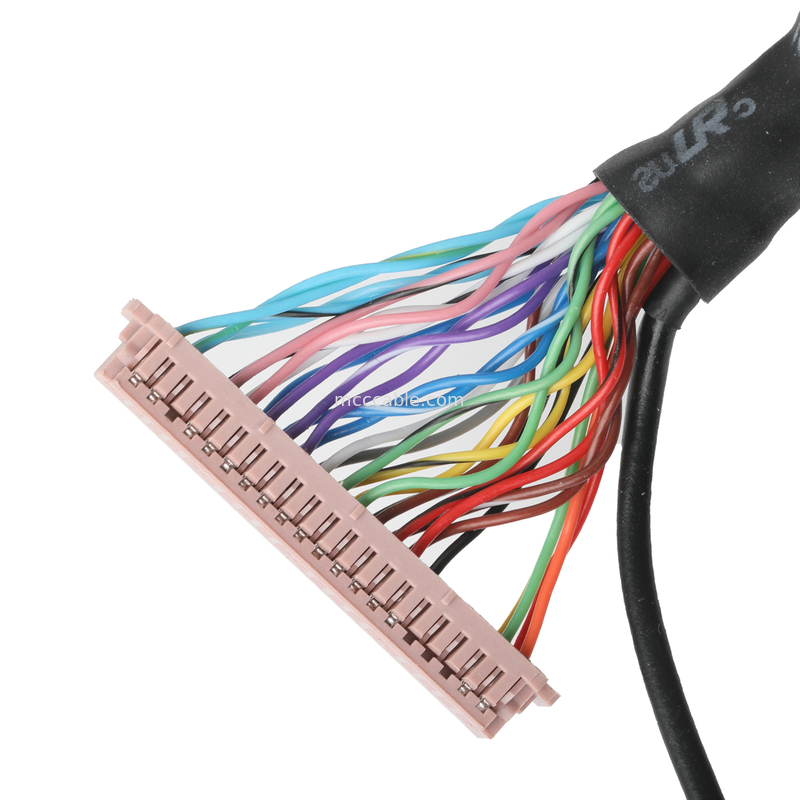 การประกอบเคเบิล Lvds  DF13-40Pin Pitch 1.25mm ถึง HD-SUB 26P FEMALE SLODER UL 1007 20AWG CABLE OEM / ODM