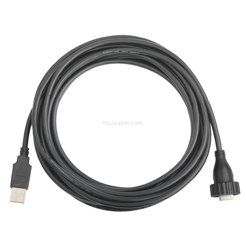 USB2.0 แบบ A ชาย แบบ M อินเตอร์เฟซกันน้ํา TO USB2.0 สายเคเบิลอุตสาหกรรม สายเชื่อมข้อมูลคงที่สําหรับรถยนต์