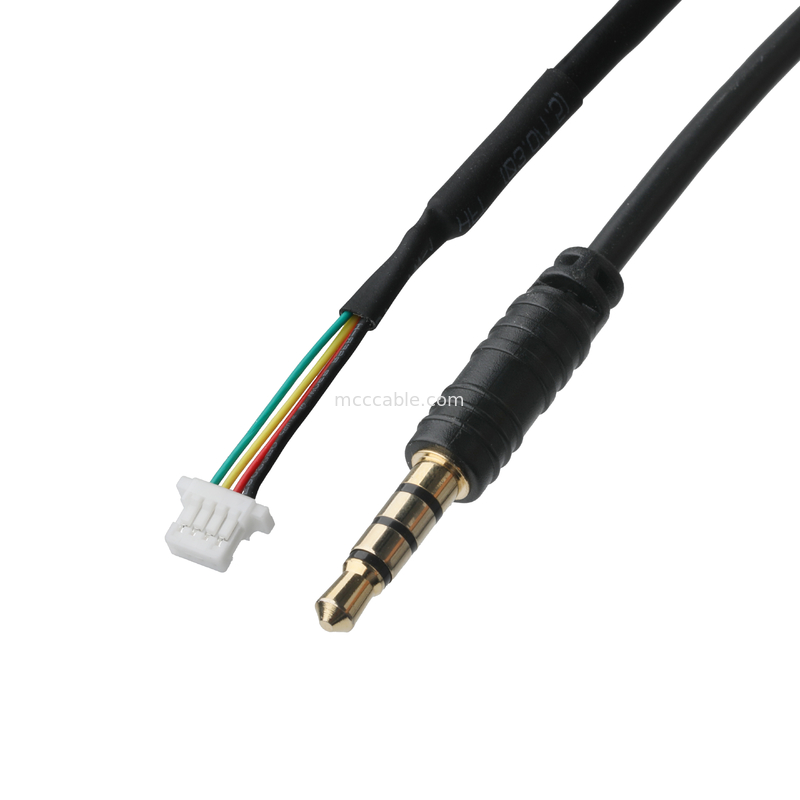 3.5mm 4Pin Heaphone Earphone Plug MALE to JST SHR-04V-S-B ชุดเชื่อมเคเบิล OEM/ODM