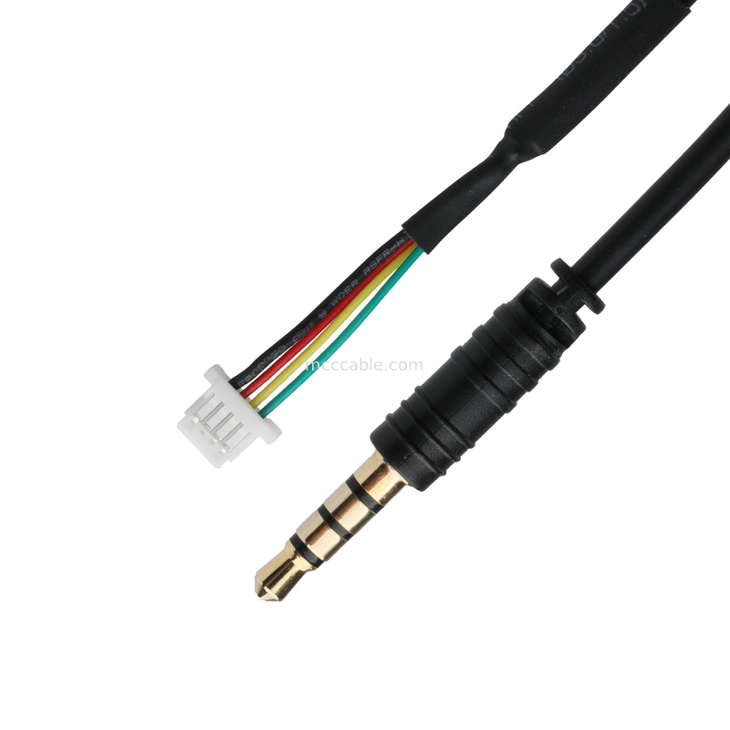 3.5mm 4Pin Heaphone Earphone Plug MALE to JST SHR-04V-S-B ชุดเชื่อมเคเบิล OEM/ODM