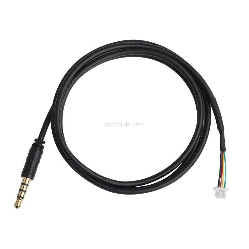 3.5mm 4Pin Heaphone Earphone Plug MALE to JST SHR-04V-S-B ชุดเชื่อมเคเบิล OEM/ODM
