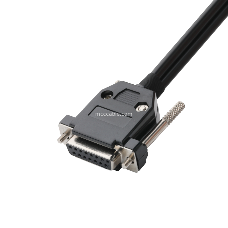 เครื่องเชื่อมเคเบิลอุตสาหกรรมที่กําหนดเอง DB-15P หญิงไปยัง HSG 43025-0800 pitch 3.0mm และ 691352710003 pitch 5.8mm