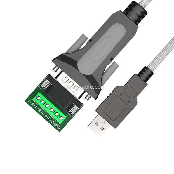 สาย USB-A ถึง RS485 Serial Port DB9 สายสัญญาณดิจิตอลอุตสาหกรรม รองรับการปรับแต่งอินเตอร์เฟซที่แตกต่างกัน