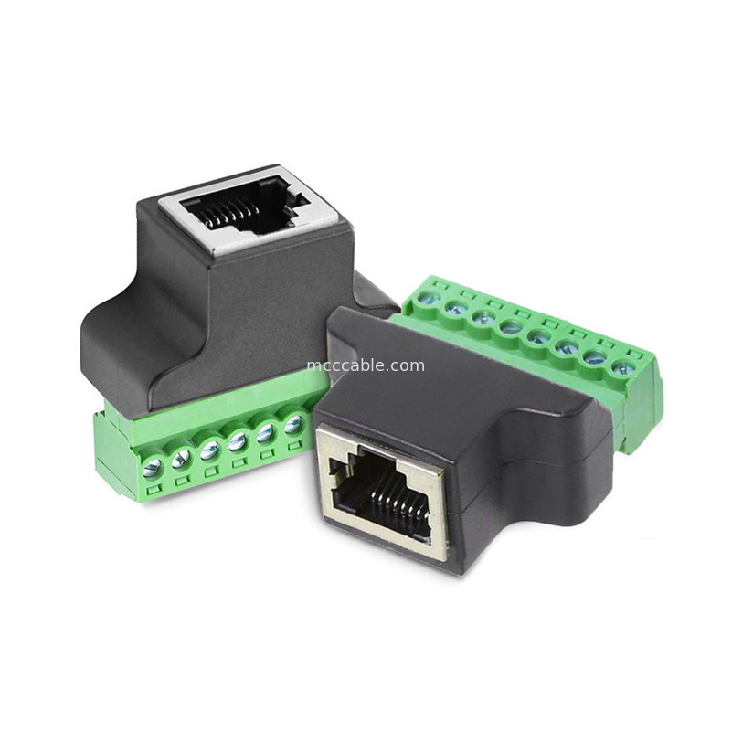 RJ45 Serial Port To 8 Pin Screw Terminal Connector, RJ45 8p8c To 8 Pin Bolt Screw Terminal Connector การเชื่อมต่อปลายทางของสกรู