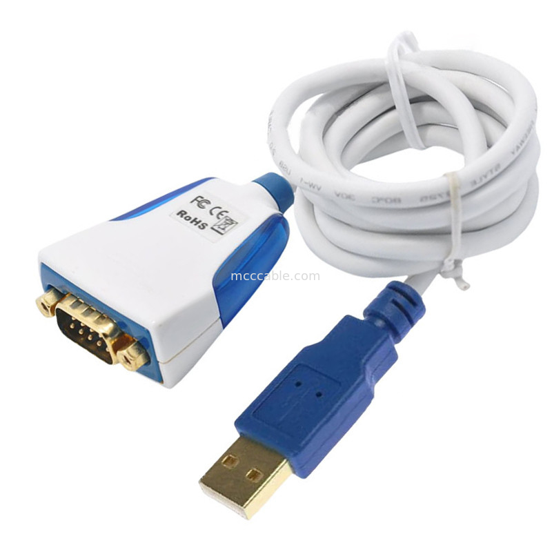 สาย USB-A ถึง RS232 ซีเรียลเคเบิลที่มีเครื่องเชื่อมไฟฟ้าและเครื่องเชื่อม DB9M อุตสาหกรรม