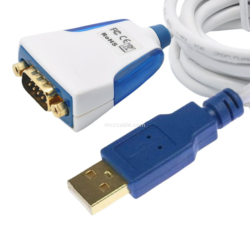 สาย USB-A ถึง RS232 ซีเรียลเคเบิลที่มีเครื่องเชื่อมไฟฟ้าและเครื่องเชื่อม DB9M อุตสาหกรรม