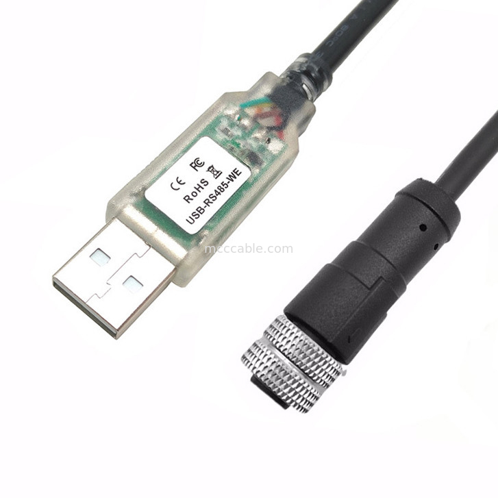USB-A ถึง RS485-M12 M8 เครื่องเชื่อมกันน้ําสําหรับเครื่องมือเครื่อง CNC