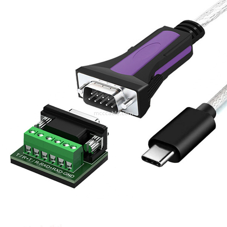 สายเคเบิลประเภทอุตสาหกรรมสําหรับ TYPE-C ไปยัง RS485-DB9/RS422-DB9 CONN Connector B DB9 Male