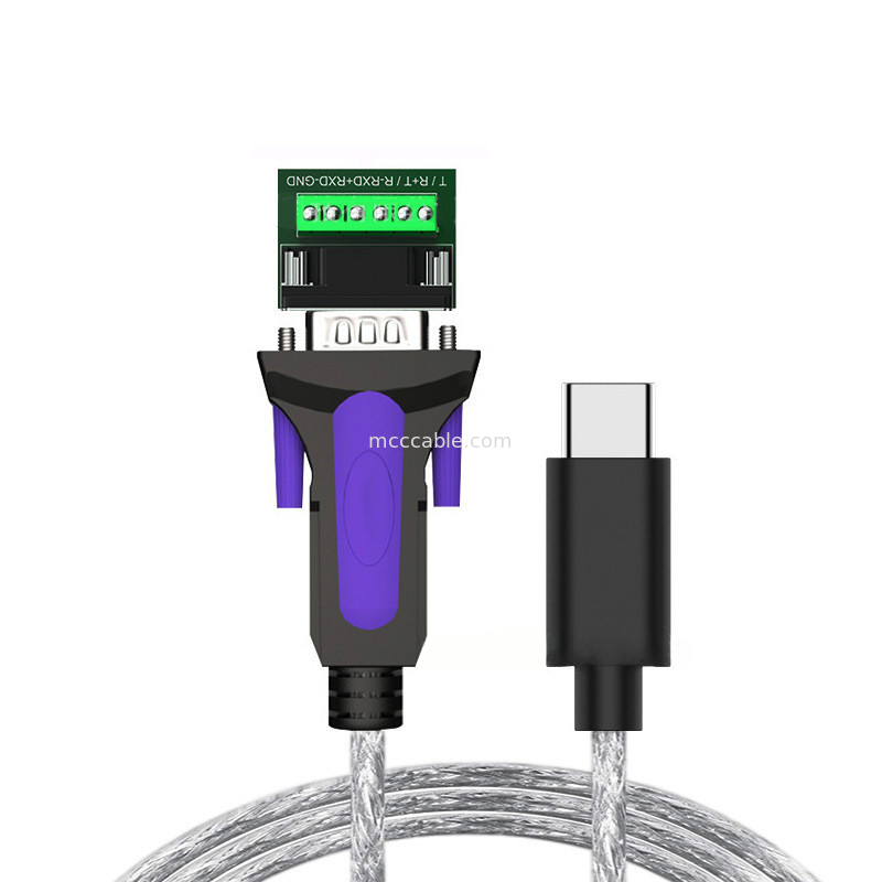 สายเคเบิลประเภทอุตสาหกรรมสําหรับ TYPE-C ไปยัง RS485-DB9/RS422-DB9 CONN Connector B DB9 Male