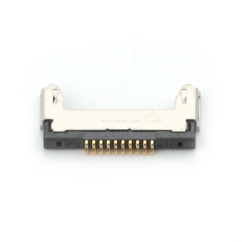 10pin Lvds ชุดสายเคเบิลไมโครโคแอกเซียล 20345-010T-32R ระยะพิทช์ 0.4 มม. ตัวเชื่อมต่อไมโครโคแอกเซียลประเภทการผสมพันธุ์ในแนวนอน