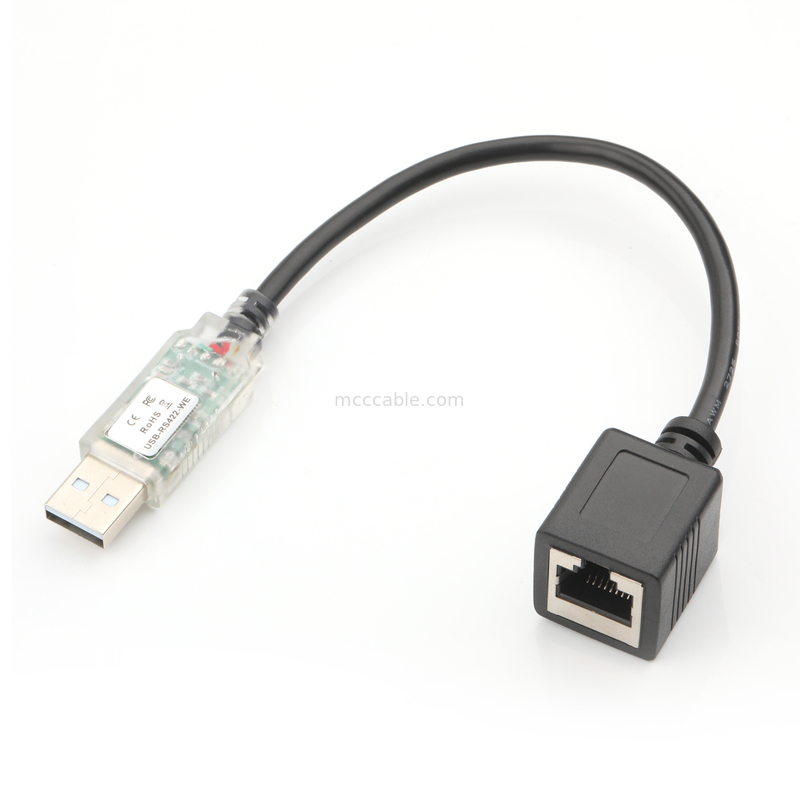 เครื่องปรับสายเคเบิลอุตสาหกรรมที่กําหนดเอง USB-A RJ422 ถึง RS232 Network Port Network Engineering Debug Cable