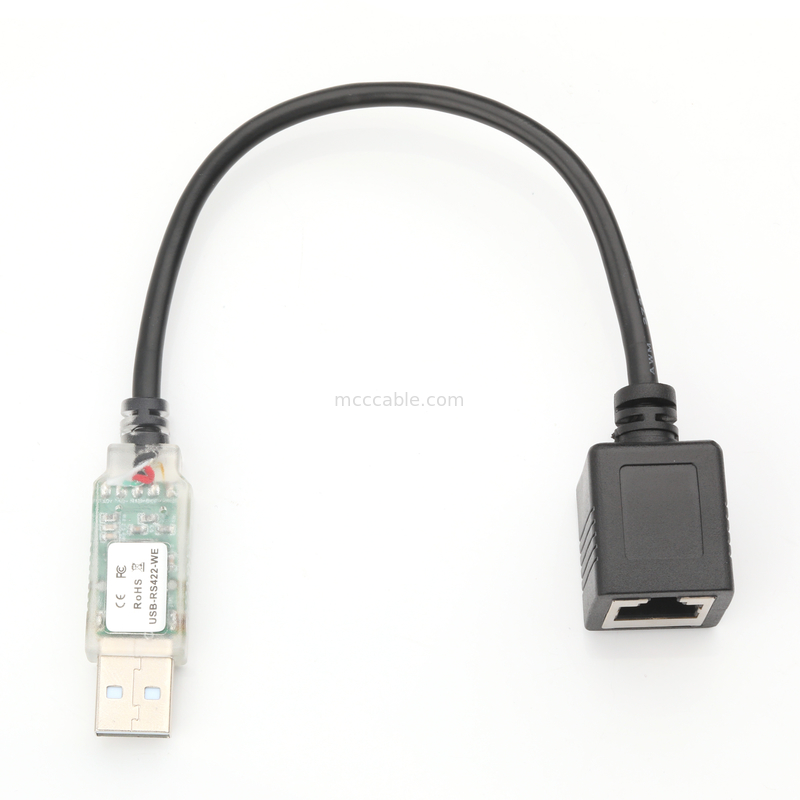 เครื่องปรับสายเคเบิลอุตสาหกรรมที่กําหนดเอง USB-A RJ422 ถึง RS232 Network Port Network Engineering Debug Cable