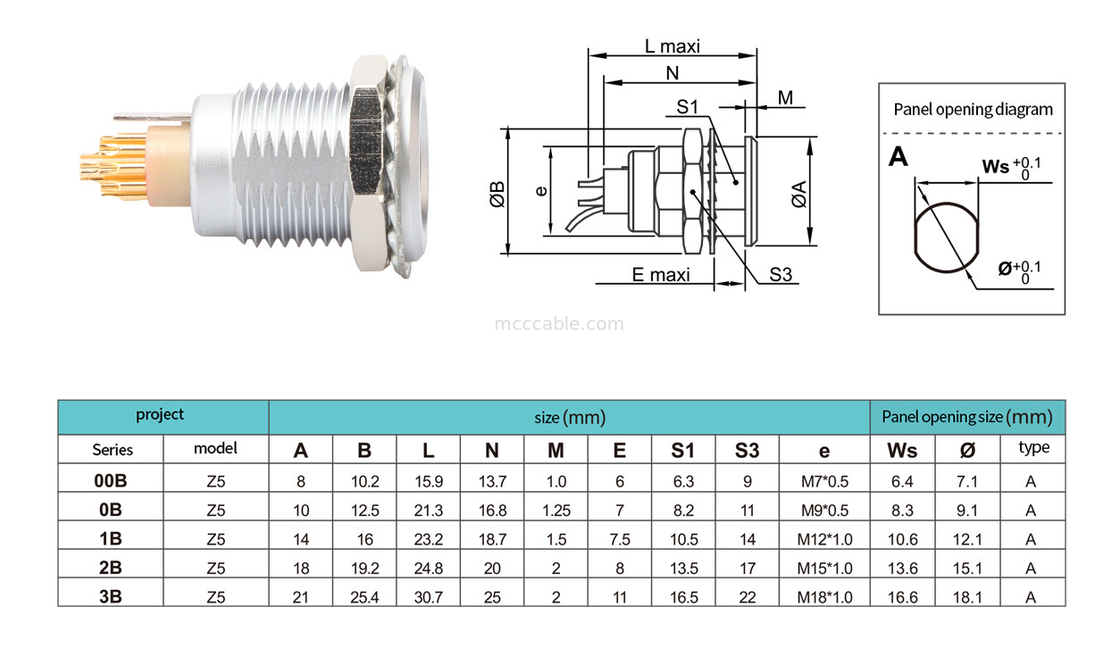 ซีรี่ย์ B Z5 14pin ด้วย pin การติดตั้งภายใน Push-pull เครื่องเชื่อมล็อคตัวเอง