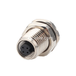 เครื่องเชื่อมกันน้ําวงกลมอุตสาหกรรม M5 รหัส-A 4Pin Panel Flange PCB โซค็อตหญิง IP67