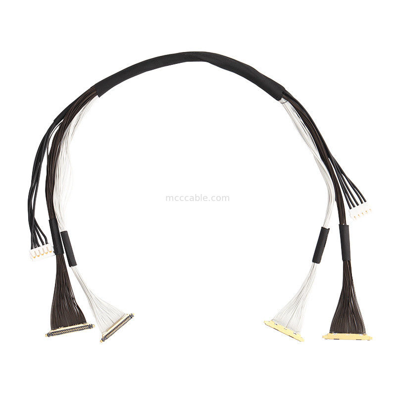 การประกอบเคเบิล UAV Lvds Edp การประกอบเคเบิล 0.25 มิลลิเมตร Pitch 20531-034T-02 To Jst Auhr-05v-H 34 Pin Micro coaxial cable