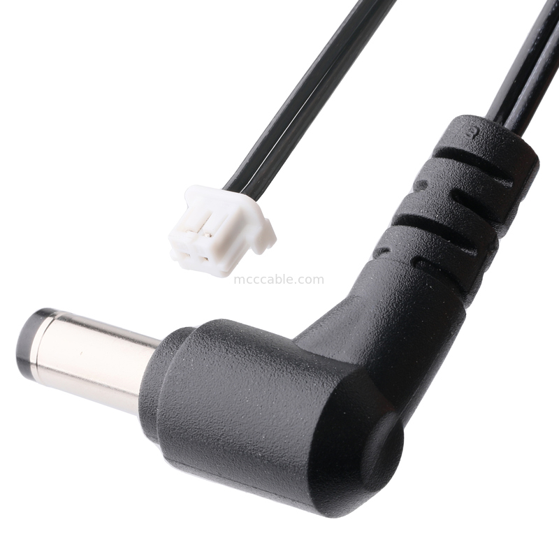 90 องศา DC Plug 2.1x5.5 มิลลิเมตรต่อ 2-Pin การประกอบเคเบิล - UL2648 24AWG