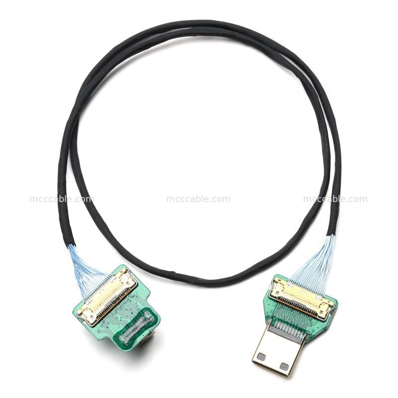 Custom Micro HDMI to Mini HDMI Micro Coax Cable Assembly สำหรับระบบแสดงผลแบบฝัง
