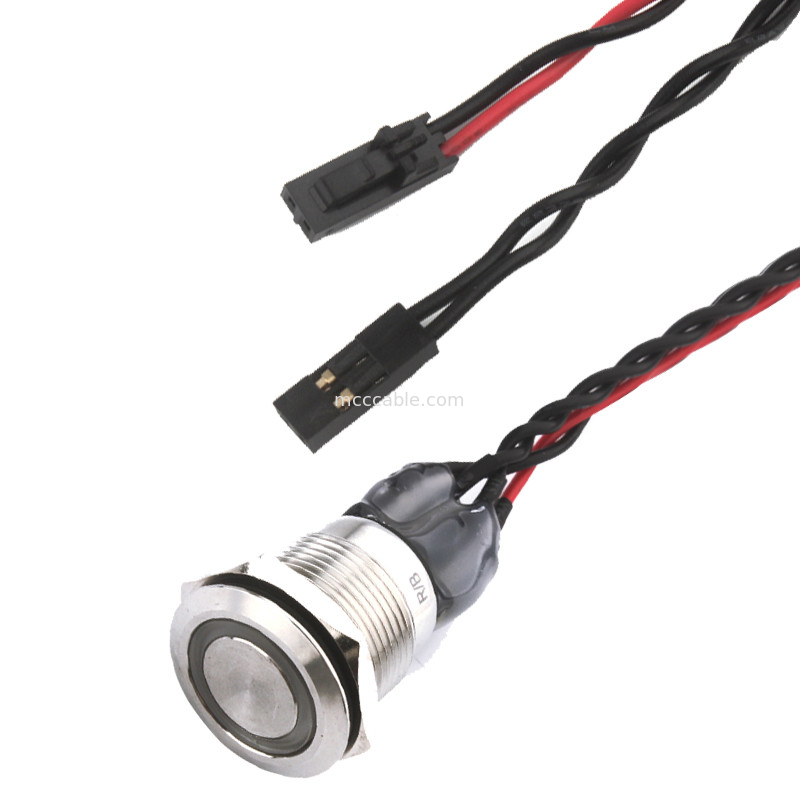 Bulgin Mpi002 28 D4 สายเคเบิลสวิตช์ไฟ LED สีแดงสีน้ำเงินสำหรับ Rl ถึง Molex 50579402