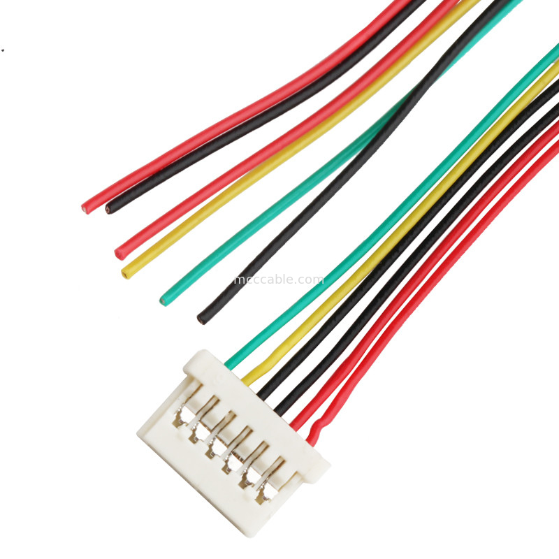 6DS 1.25 มม. Pitch  DF14 ชุดสายเคเบิล Lvds การจีบ 6 ขาเชื่อมต่อจอแสดงผล lvds