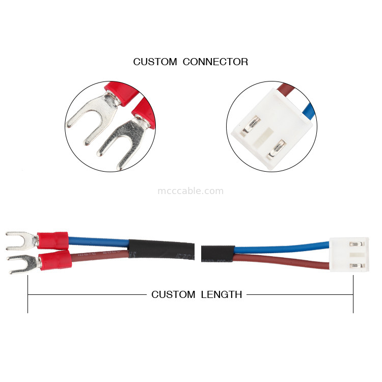 ชุดสายไฟแบบกำหนดเองขนาด 3.96 มม. JST VHR-3N ถึง SVL1.25-3.5 lvds สายเคเบิลตัวเชื่อมต่อ 2 พิน