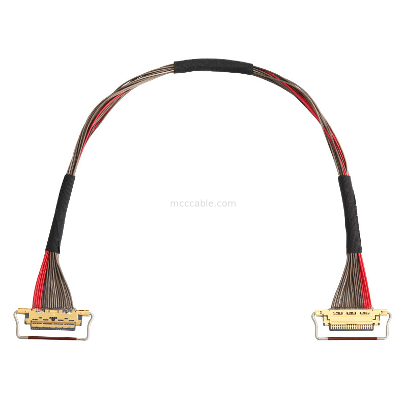 UL EDP LVDS สายเคเบิลโคเอชเชียล 0.4 มิลลิเมตร Pitch 20633-220T-01S 20 Pin ความยาวตามสั่ง