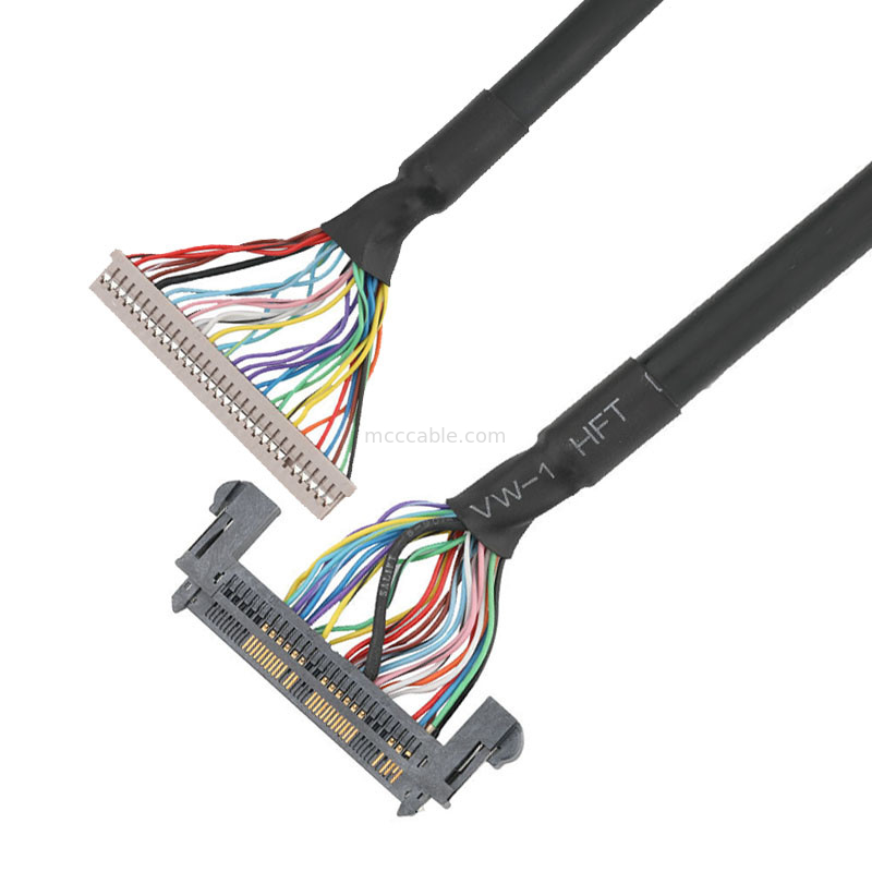 1.25mm DF14-30S-1.25C ถึง JAE 0.5mm FI-RE51HL LVDS EDP Cable Assembly